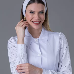 Jaleco manga longa com Renda