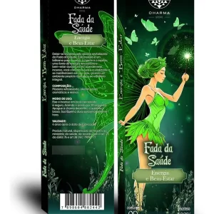 Incenso Natural Dharma - Fada da Saúde Deixe-se envolver pelo abraço revitalizante da Fada da Saúde. Este incenso é um bálsamo para o corpo, a mente e o espírito, uma fonte de energia renovadora e bem-estar duradouro. Ao acender este incenso você convida a cura e a vitalidade a se manifestarem em sua vida, criando um ambiete propício à saúde e ao equilíbrio integral.