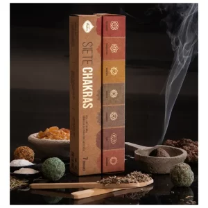 Características principais Marca Sagrada Madre Modelo Bombinha Formato do incenso Redondo Tipo de embalagem Caixa Fragrância 7 Chakras Características de venda Formato de venda Unidade Unidades por embalagem 7 Peso Peso líquido 10 g Outros Duração 8 m Ingredientes Ervas aromaticas, Essências especiais, Madeira