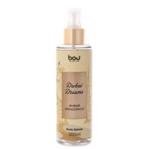 Onde o mistério encontra a elegância: bem-vinda a Dubai! Intensa e envolvente como as noites douradas do deserto. Dubai Dreams é luxo e mistério em uma fragrância marcante, para quem nunca passa despercebida. Modo de usar o Body Splash Dubai Dreams Âmbar Amadeirado 200ML Aplicar pressionando a válvula spray em direção à pele, sempre que desejar.
