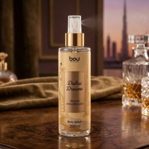Onde o mistério encontra a elegância: bem-vinda a Dubai! Intensa e envolvente como as noites douradas do deserto. Dubai Dreams é luxo e mistério em uma fragrância marcante, para quem nunca passa despercebida. Modo de usar o Body Splash Dubai Dreams Âmbar Amadeirado 200ML Aplicar pressionando a válvula spray em direção à pele, sempre que desejar.