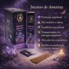 A Ametista é um cristal de quartzo violeta conhecido na magia e no misticismo por suas propriedades de transmutação de energias. Ela atua diretamente no Chakra Frontal (Terceiro Olho) e na Coroa, sendo um dos amuletos mais procurados para elevar a espiritualidade, meditação, intuição, além de afastar energias negativas e trazer paz.