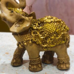 Estátua Decorativa Elefante da Prosperidade Sorte Fortuna Resina Decoração Luxo Indiano Feng Shui