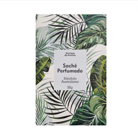 Sachê Perfumado Sândalo Australiano – 30g Os Sachês Perfumados Boutique de Aromas contam com tecnologia inovadora em cápsulas de fragrância que liberam o aroma de forma eficaz, gradual e contínua, proporcionando perfumação prolongada nos ambientes. Com a envolvente fragrância de Sândalo Australiano, eles são ideais para perfumar pequenos espaços como gavetas, armários, automóveis, malas e bolsas, deixando um toque de sofisticação e aconchego por onde estiverem.
